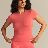 Smooth Contour Midi Short Sleeve T-Shirt | Sunlit Coral