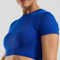 Motion Seamless Short Sleeve Crop Top | Electric Blue
