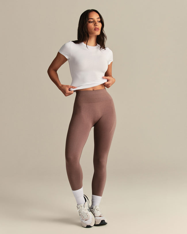 Smooth Contour Midi Short Sleeve T-Shirt | White