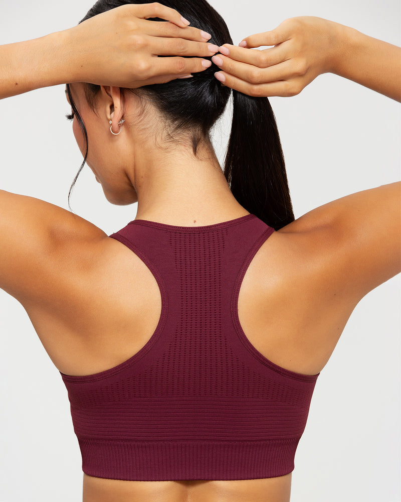 Power Seamless High Neck Bra | Dark Cherry