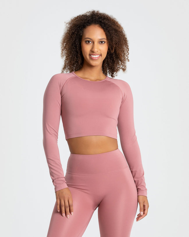 Essential Long Sleeve Crop Top | Dusty Pink