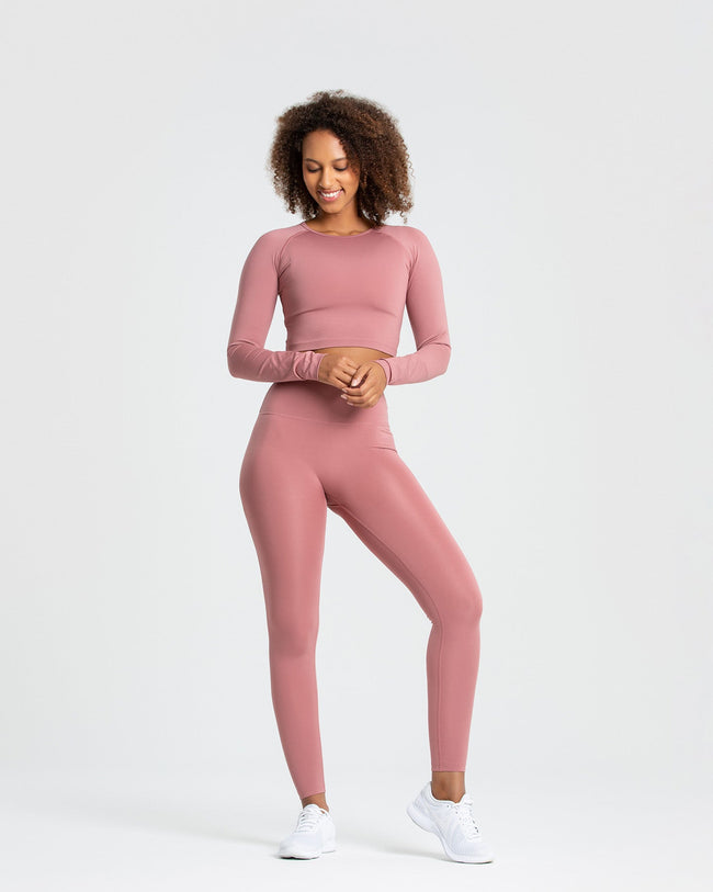 Essential Long Sleeve Crop Top | Dusty Pink