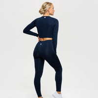 Essential Long Sleeve Crop Top | Sapphire Blue