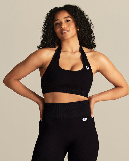 Power Halter Neck Bra | Black