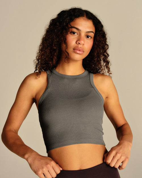 Comfort Ribbed Cropped Tank | Slate Grey