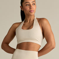 Motion Seamless Halter Bra | Off White