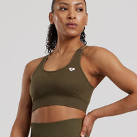 Power Seamless Sports Bra | Khaki