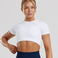 Power Seamless Short Sleeve Crop Top | White