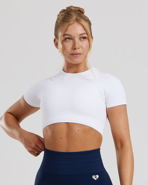 Power Short Sleeve Crop Top - White | Women's Best