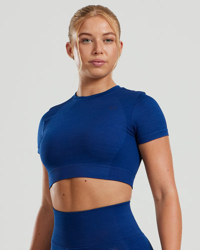 Motion Seamless Short Sleeve Crop Top | Ink Blue