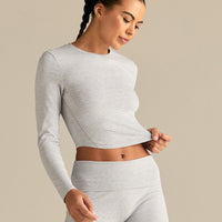 Cotton Contour Long Sleeve T-Shirt | Grey Marl