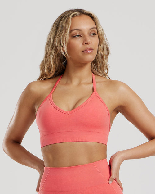 Define 2.0 Seamless Halter Neck Bra | Sunlit Coral