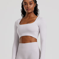 Define 2.0 Seamless Long Sleeve Built-In Bra Top | Steel Grey