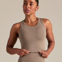 Essential Crop Tank Top | Taupe Grey