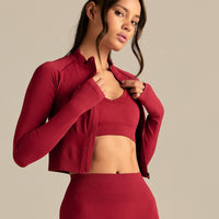 Define 2.0 Seamless Full Zip Midi Jacket | True Red