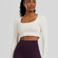 Essential Long Sleeve Built-In Bra Top | Off White