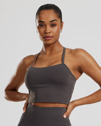 Essential Built-In Bra Crop Tank Top | Graphite