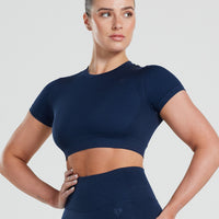 Motion Seamless Short Sleeve Crop Top | Sapphire Blue
