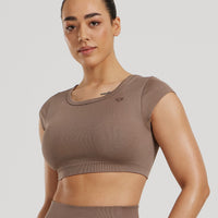 Motion Seamless Open Back Short Sleeve Crop Top | Caribou