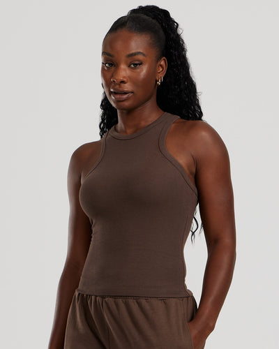 Comfort Ribbed Midi Tank | Cocoa