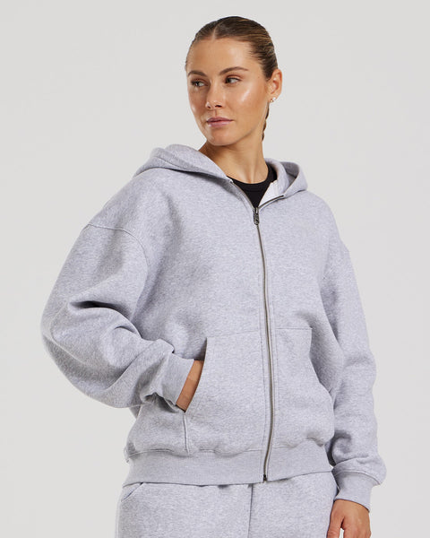 Comfort Oversized Zip-Up Hoodie - Silver Grey Marl | Women's Best