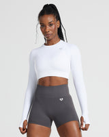 Plain white long sleeve crop top online