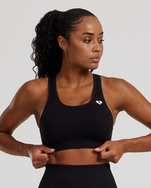 Cofortable Womens  Printed Black Gym Sport Bra main image 1