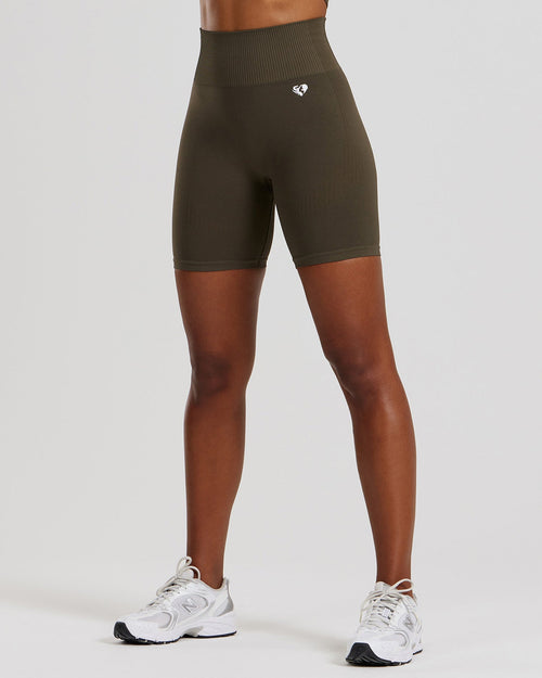 Power Seamless Cycling Shorts | Dark Olive