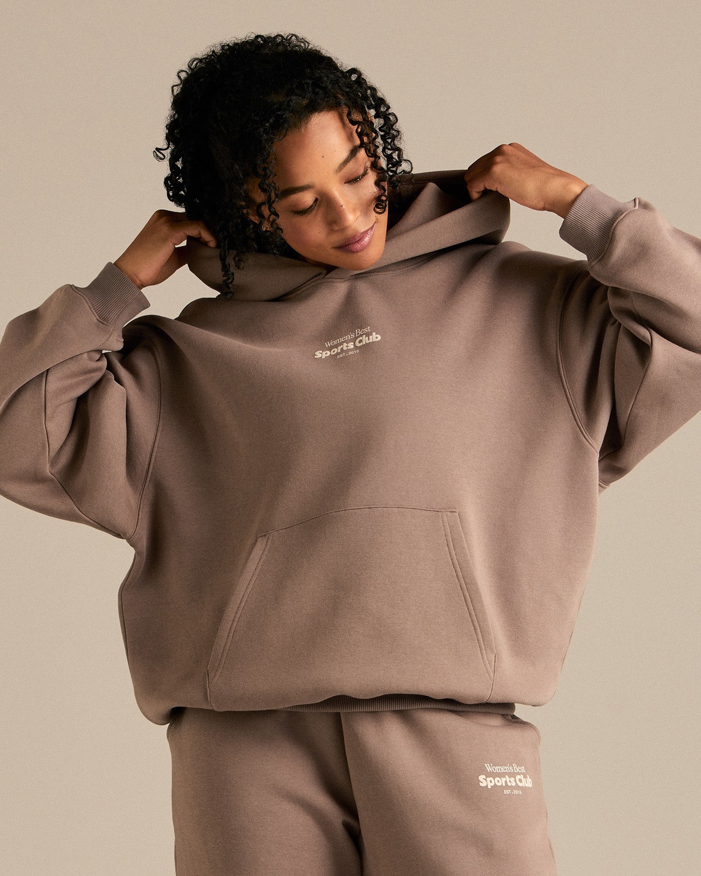 Comfort Oversized Sports Club Hoodie | Taupe Grey