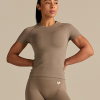 Power Short Sleeve Top | Taupe Grey
