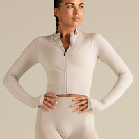 Define 2.0 Seamless Full Zip Midi Jacket | Stone