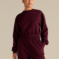 Comfort Outdoor Cropped Crew Neck | Merlot