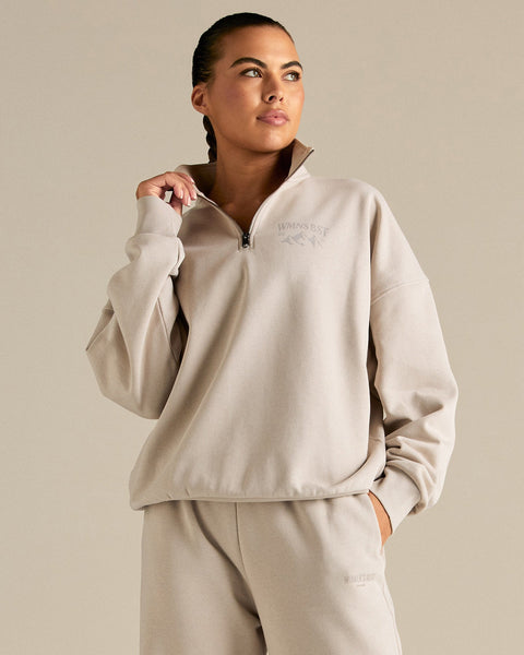 Comfort Outdoor 1/4 Zip Graphic Sweat - Stone | Women's Best