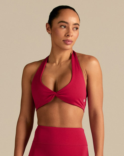 Essential Twist Front Halter Bra | Strawberry Kiss