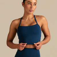 Essential Built-In Bra Crop Tank Top | True Navy