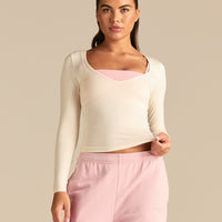 Smooth Contour Long Sleeve Reversible T-Shirt | Coconut White