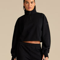 Comfort Lightweight Half Zip Draw Hem Sweat | Black