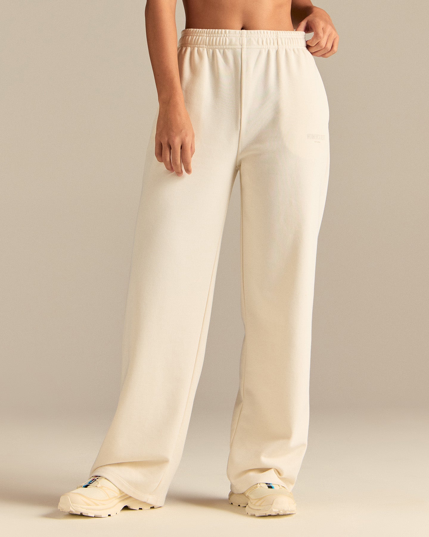Comfort Lightweight Straight Leg Mid Waist Joggers | Coconut White