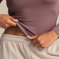 Smooth Contour Midi Crew Neck Long Sleeve T-Shirt | Deep Mocha