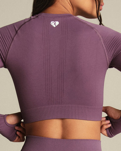 Power Seamless Long Sleeve Crop Top | Dusk Plum