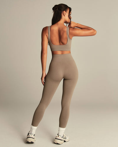 Power Seamless Open Back Mini Bra | Taupe Grey