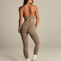 Power Seamless Halter Neck Bra | Taupe Grey