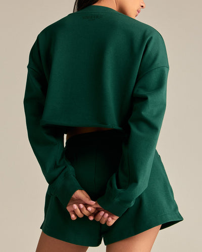 Comfort Lightweight Cropped Sweat | Emerald