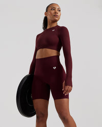 Power Seamless Long Sleeve Crop Top | Dark Cherry