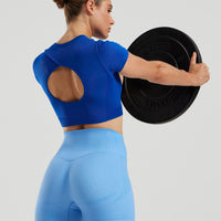 Motion Seamless Short Sleeve Crop Top | Electric Blue