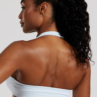 Essential Twist Front Halter Bra | Icy Blue