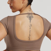 Motion Seamless Open Back Short Sleeve Crop Top | Caribou