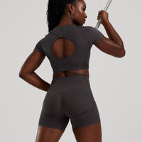 Motion Seamless Short Sleeve Crop Top | Graphite