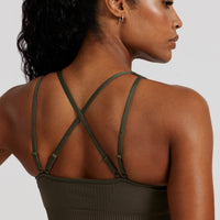 Power Seamless Adjustable Sports Bra | Dark Olive