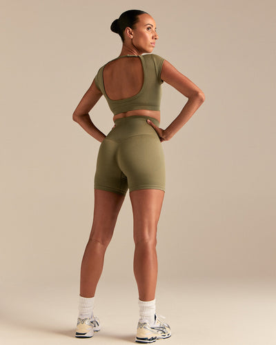 Motion Seamless Open Back Short Sleeve Crop Top | Willow
